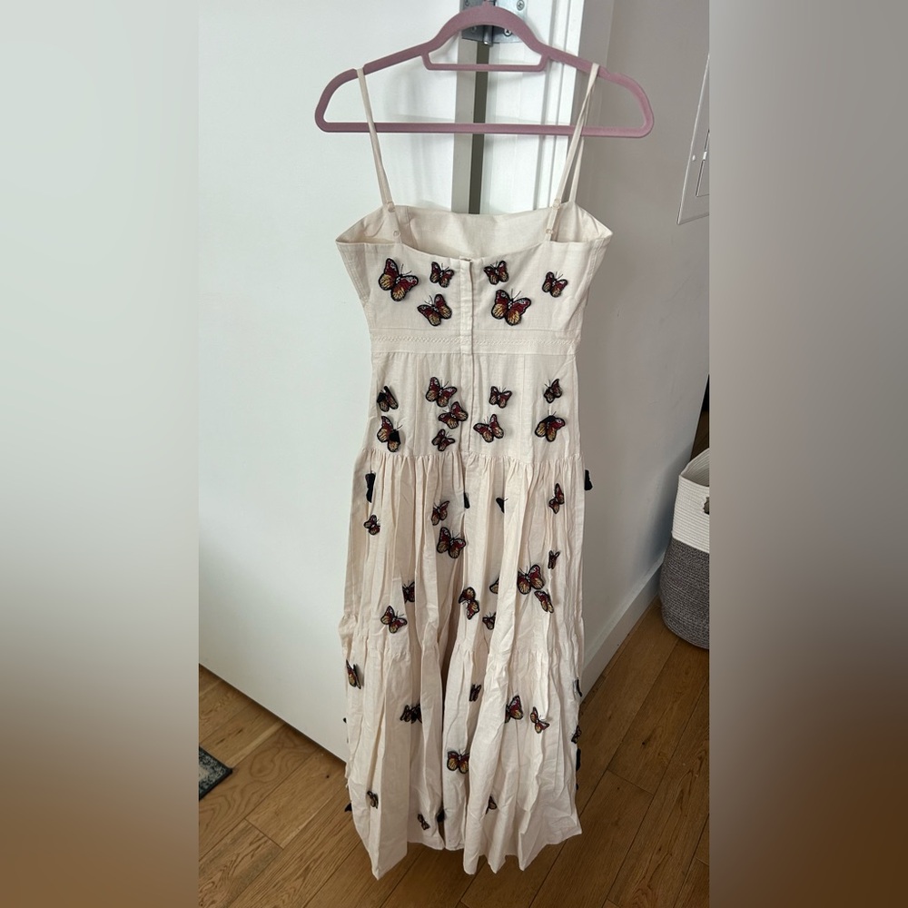 Agua by Agua Bendita Lima Monarca Crema Linen Maxi butterfly Dress, small - Picture 8 of 12